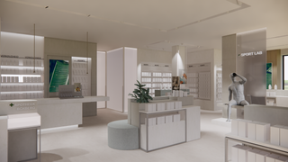 Render van het interieur van Apotheek Boxberg in Genk