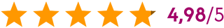 Five orange stars with a number 4.98 on a white background